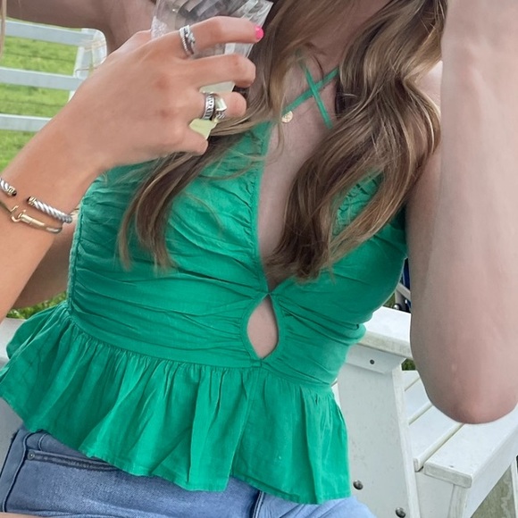 Green Free People Top - Picture 2 of 3